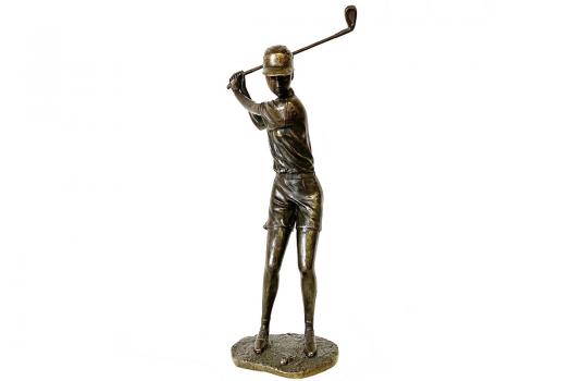 Bronzefigur Golfspielerin