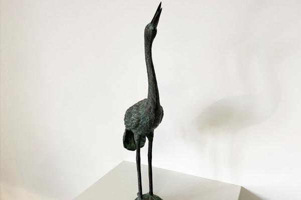 Bronzefigur Fischreiher
